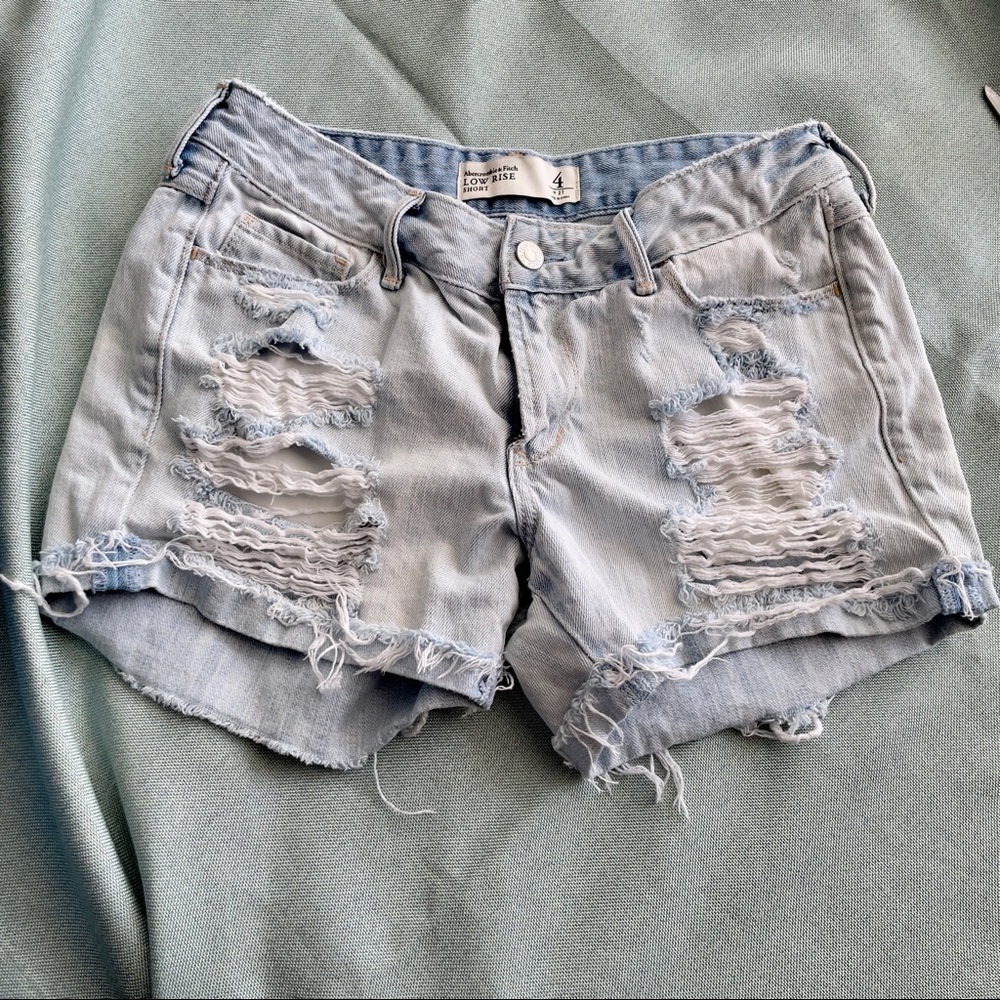 Distressed Light Wash Denim Shorts